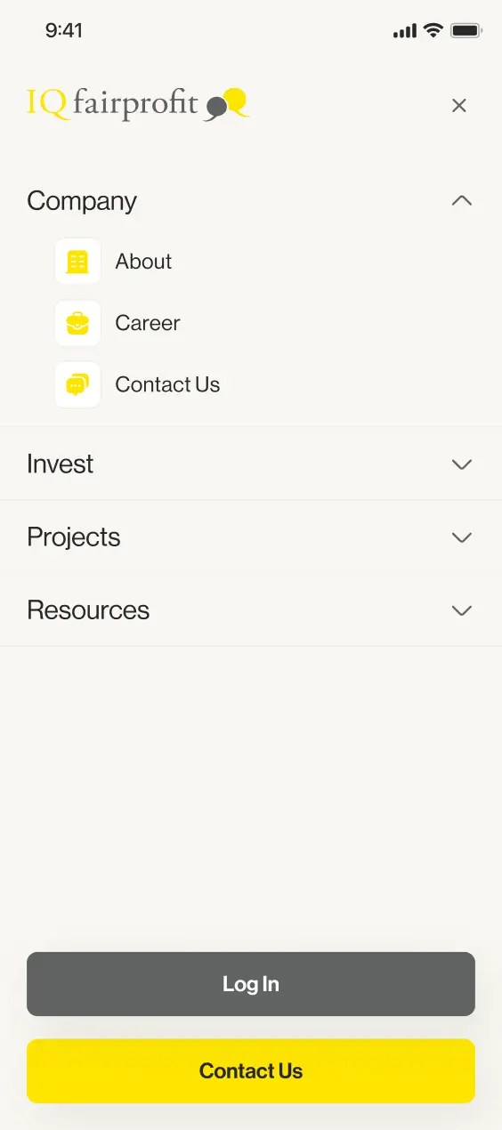 IQ fairprofit mobile menu