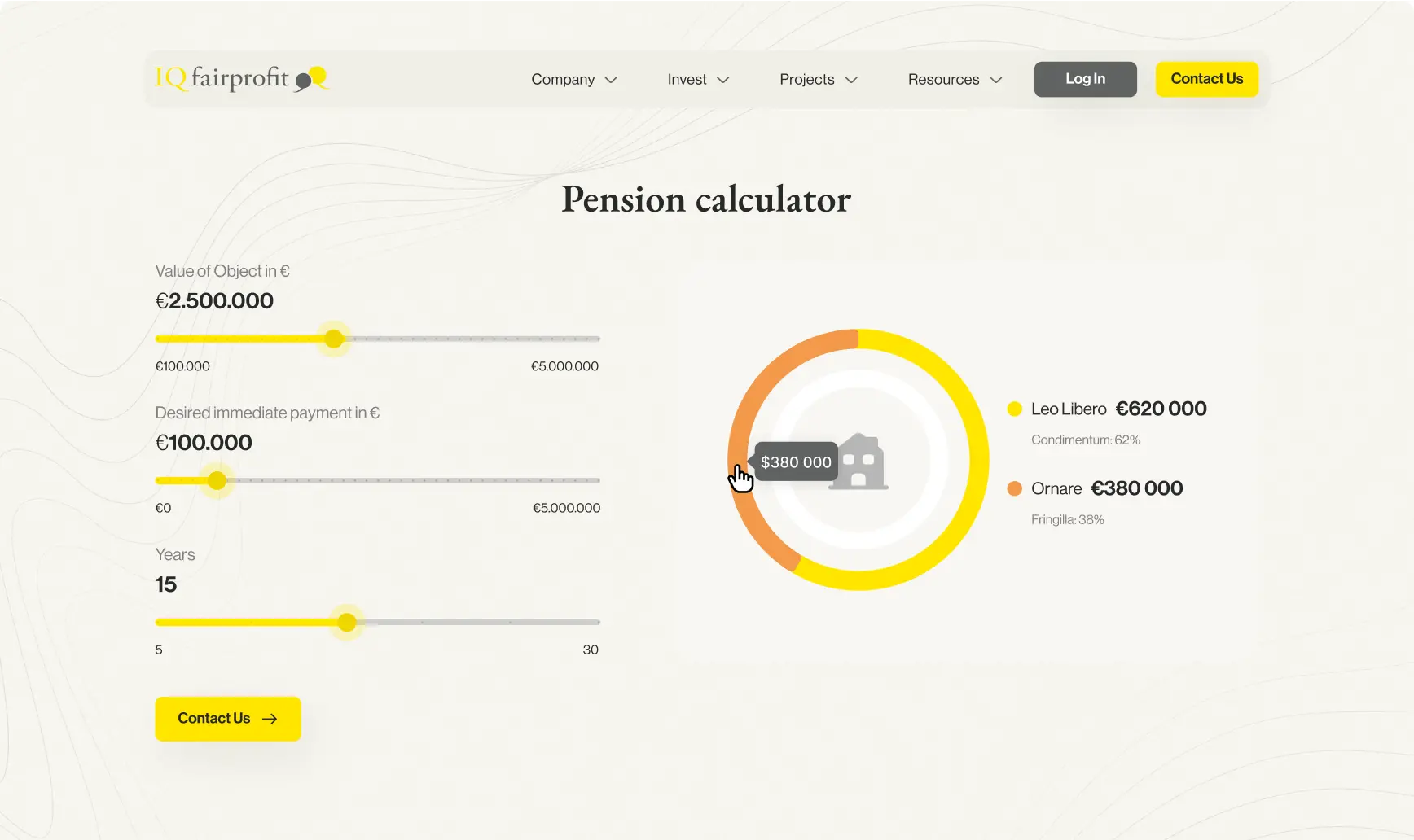 IQ fairprofit screen pension calculator