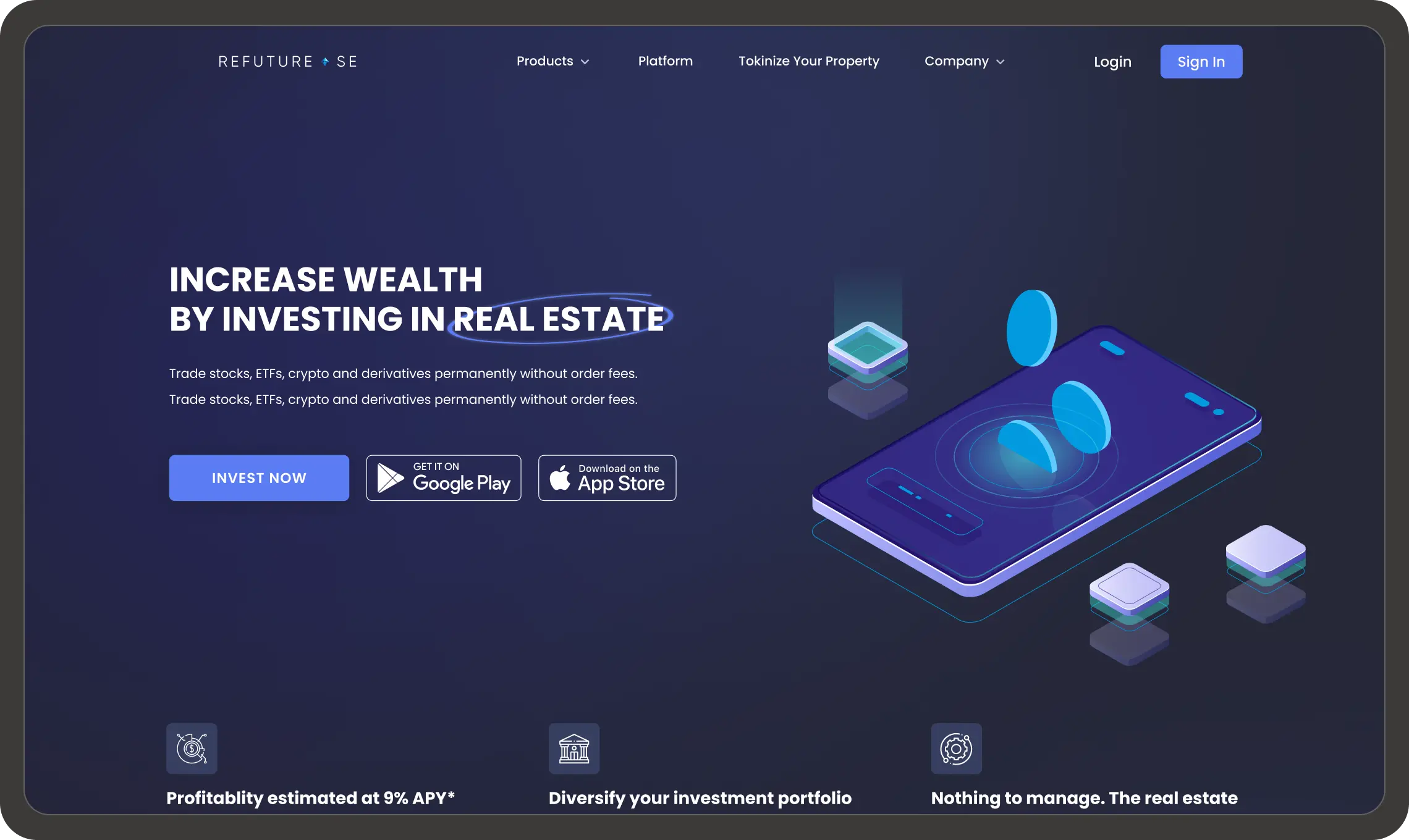 REFuture main screen