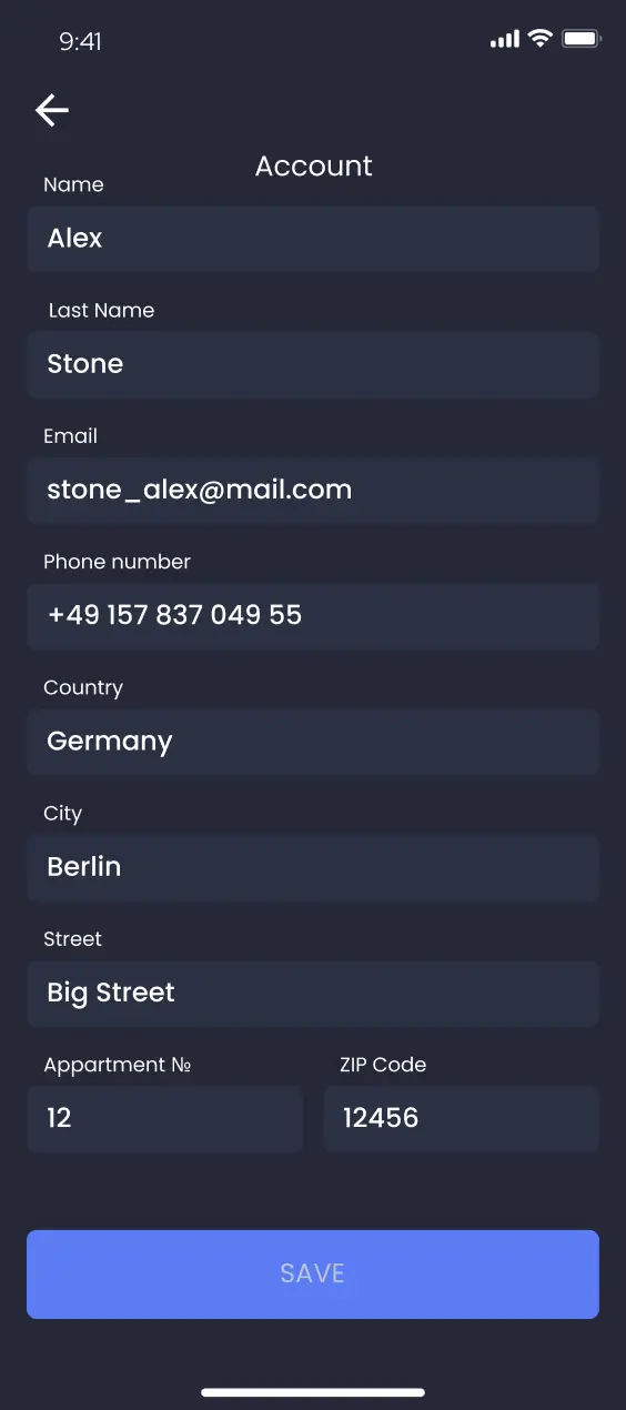 REFuture screen mobile account