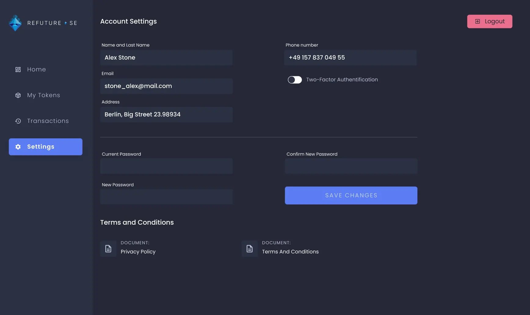 REFuture screen settings